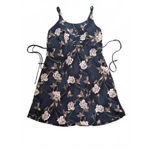 Vintage Floral Print Women's Mini Dress with Adjustable Straps